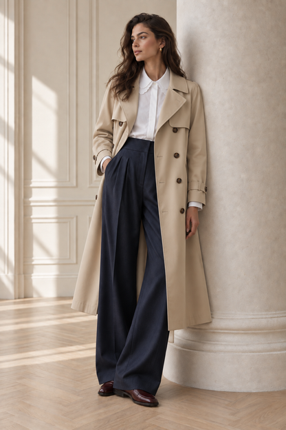 Pantalón recto con pliegues